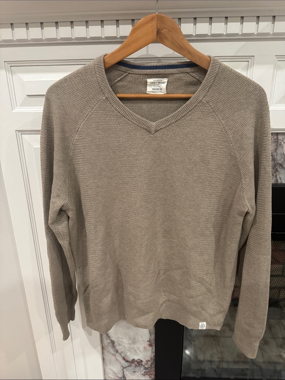 Lucky Brand Men's Taupe-Beige V-Neck Sweater